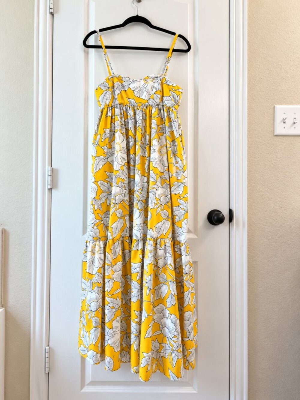 ZARA Yellow White Floral Cotton Maxi Dress Size S | Cottagecore Boho Bump Friend